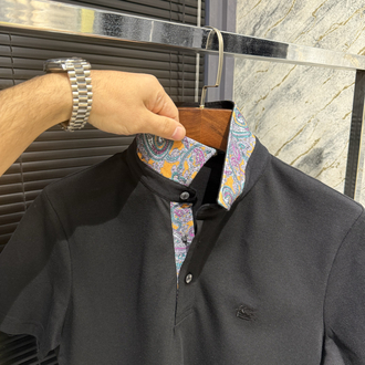 Premium Siyah Polo Yaka | Etro Detay Yaka
