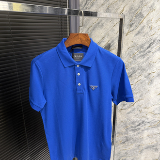 Premıum Prada Saks Mavisi Polo Yaka