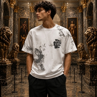 Streets Baskılı Premium Oversize Tişört