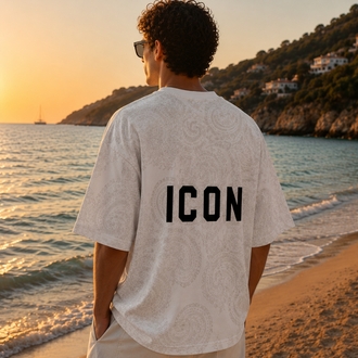 ICON Paisley Desenli Oversize Tişört