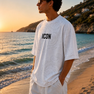 ICON Paisley Desenli Oversize Tişört