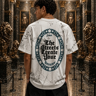 Streets Baskılı Premium Oversize Tişört