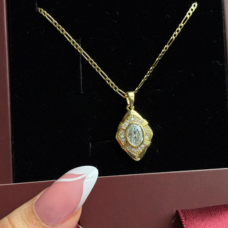 Çelik Gold taşlı kolye