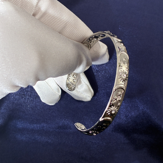 Vintage Desenli Silver Kelepçe