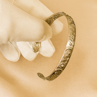 Vintage Desenli Silver Kelepçe