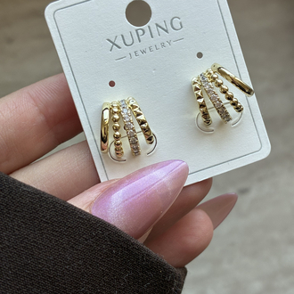Xuping | Minimal Katmanlı Gold Küpe