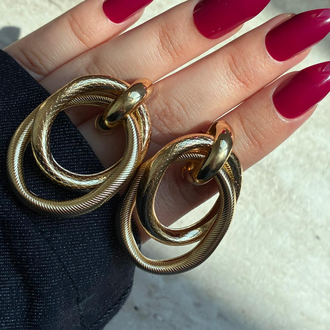 Gold Halka Zincir Küpe