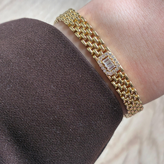 VİP |Baget Taşlı Gold Bileklik
