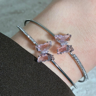 Pembe Taşlı Kelebek Bileklik | Ayarlanabilir