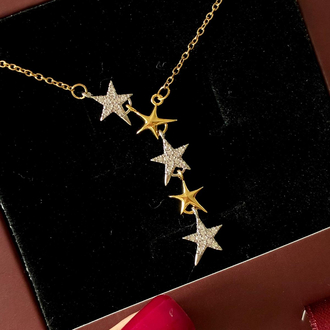 Çelik | Gold, Silver Karışık Y Kolye