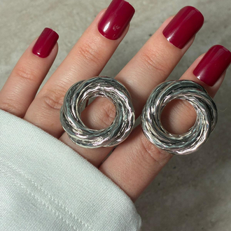 Halka Doku Silver Küpe