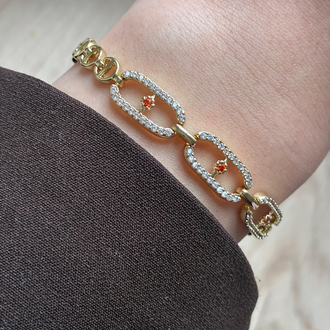 Xuping | Kırmızı Taşlı Gold Bileklik