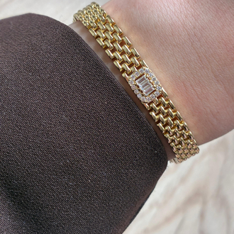 VİP |Baget Taşlı Gold Bileklik