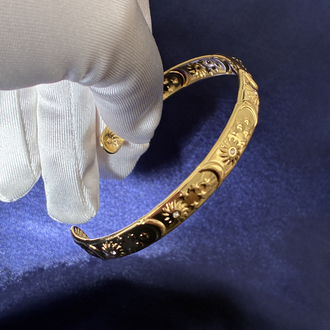 Vintage Desenli Gold Kelepçe