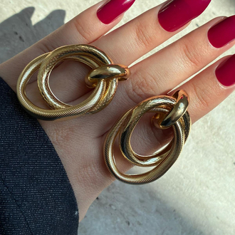 Gold Halka Zincir Küpe