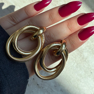 Gold Halka Zincir Küpe
