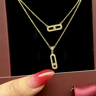 VİP | Gold Messika İkili Kolye 