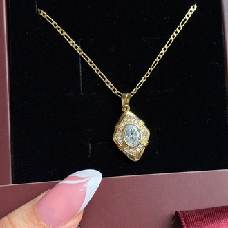 Çelik Gold taşlı kolye