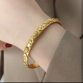 Vintage Desenli Gold Kelepçe