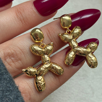 Balloon Dog Gold Küpe | Modern Tasarım