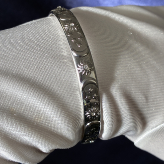 Vintage Desenli Silver Kelepçe