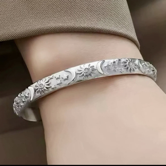 Vintage Desenli Silver Kelepçe