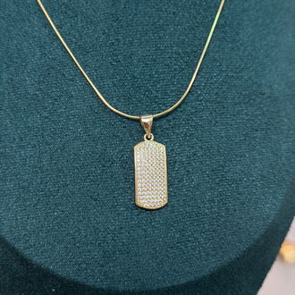 14K 60 cm Dikdörtgen kolye