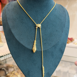 Asansörlü Yolan Motif Gold Kolye