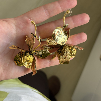 Zra Gold Çiçek Küpe
