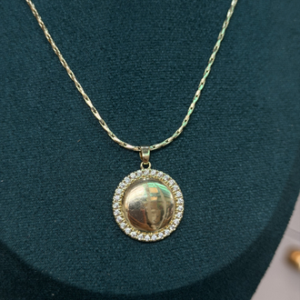 60cm Taşlı Madalya Kolye