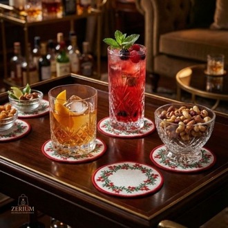 Premium 6’lı Kokteyl ve Kahve Altı Sunum Peçetesi Red Berry Serisi - 20252001298