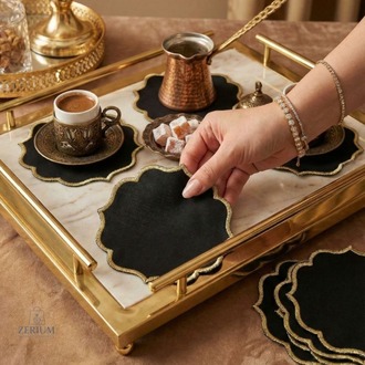 Premium 6’lı Kokteyl ve Kahve Altı Sunum Peçetesi Black Gold Serisi - 20252001299