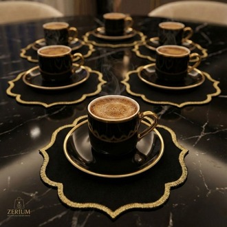 Premium 6’lı Kokteyl ve Kahve Altı Sunum Peçetesi Black Gold Serisi - 20252001299