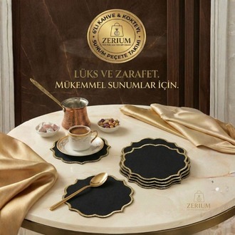 Premium 6’lı Kokteyl ve Kahve Altı Sunum Peçetesi Black Gold Serisi - 20252001299