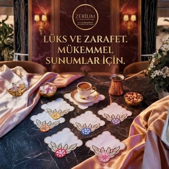 Premium 6’lı Kokteyl ve Kahve Altı Sunum Peçetesi Taç Yapraklar Serisi - 20252001319