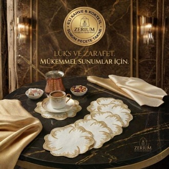 Premium 6’lı Kokteyl ve Kahve Altı Sunum Peçetesi Gold Bumerang Serisi - 20252001296