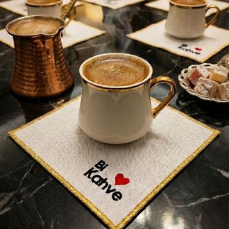 Premium 6’lı Kokteyl ve Kahve Altı Sunum Peçetesi Bi Kahve Serisi - 20252001323