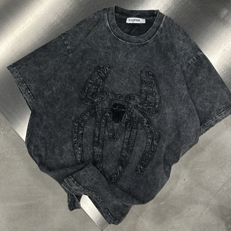 Spider Yıkamalı T-Shirt (Gri)