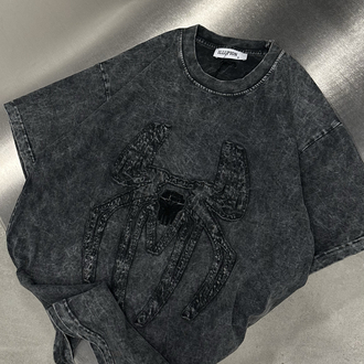 Spider Yıkamalı T-Shirt (Gri)