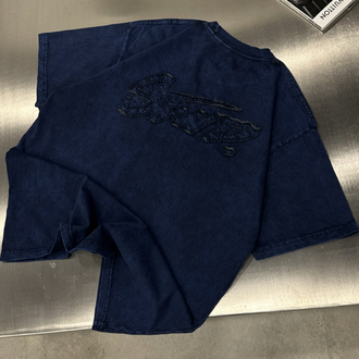 STWD Yıkamalı Aplikeli T-Shirt (Lacivert)