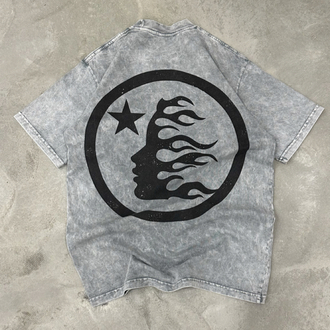 HELLSTAR Yıkamalı T-shirt (Beyaz)