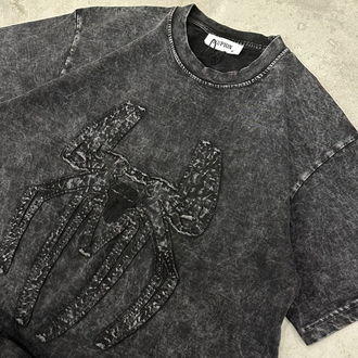 Spider Yıkamalı T-Shirt (Siyah)