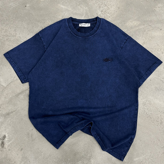 STWD Yıkamalı Aplikeli T-Shirt (Lacivert)