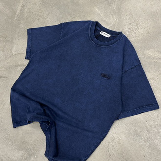 STWD Yıkamalı Aplikeli T-Shirt (Lacivert)