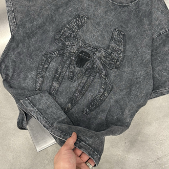 Spider Yıkamalı T-Shirt (Gri)