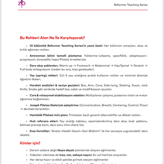 Reformer Teaching Series – Antrenman Bilimi ve Planlama Rehberi (60 sayfa)