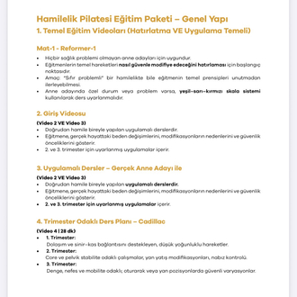 Hamilelik Pilatesi – Eğitmenler İçin Cep Rehberi (2026 Güncel Baskı) E- Kitap