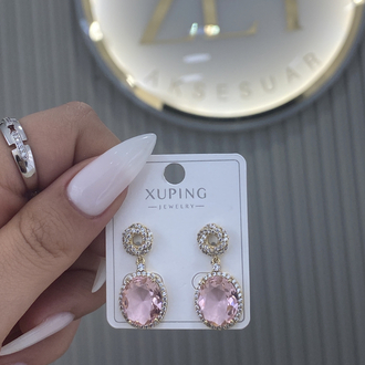 Gold pembe sallantılı küpe