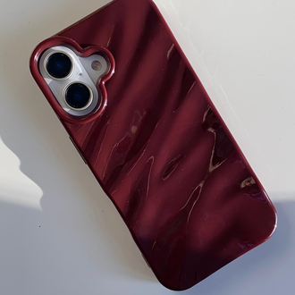 iPhone 16 Plus Bordo Dalga Telefon Kılıfı 
