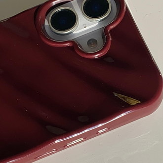 iPhone 16 Plus Bordo Dalga Telefon Kılıfı 
